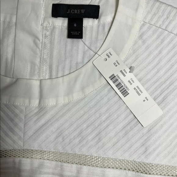 NWT JCREW Pin tuck / Pleated 100% Cotton White Top Size 6 - Picture 3 of 5